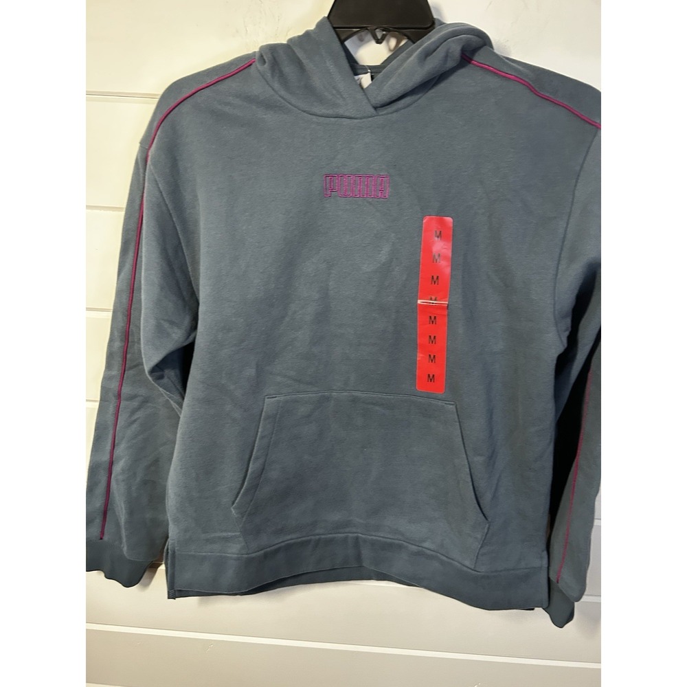 Puma Woman's BlueHoodie Trimmed In Purple NWT Size Medium